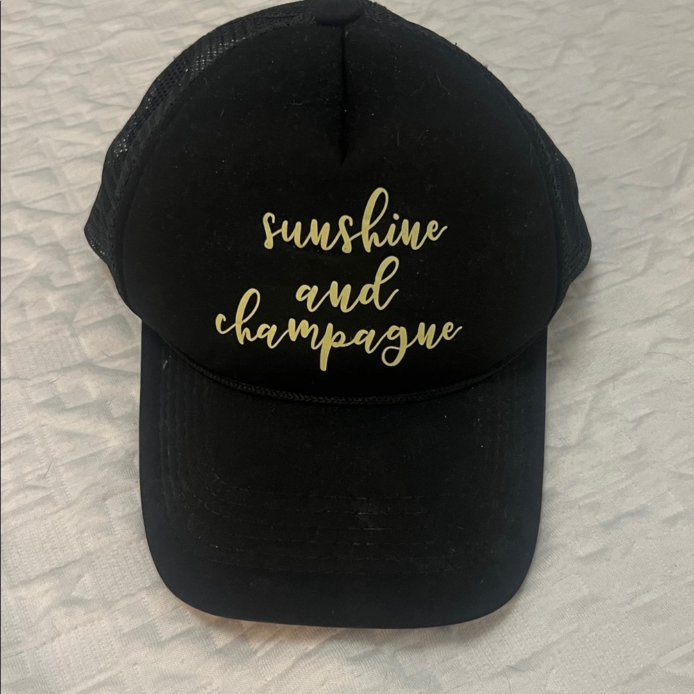 Black Cap with Sunshine and Champagne Text